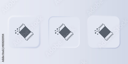 Grey Packet of pepper icon isolated on grey background. Set icons in square buttons. Vector