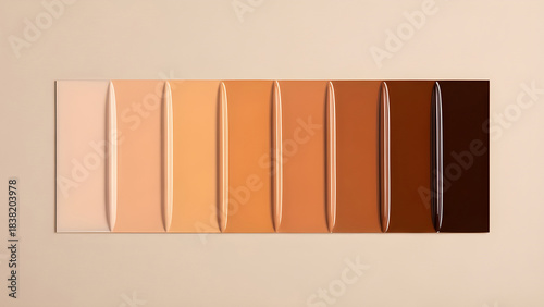 Diverse range of foundation shades showcasing a spectrum of skin tones from light to deep