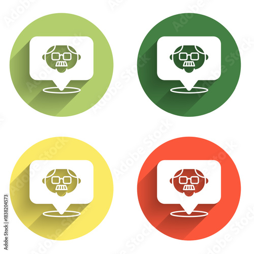 Set Grandfather icon isolated with long shadow background. Color circle button. Vector