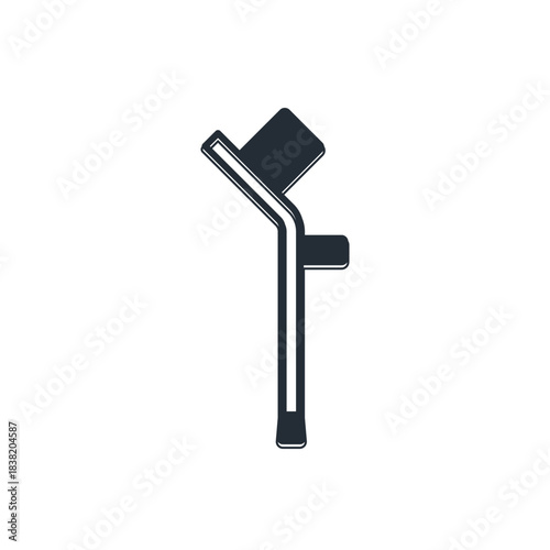 Black Crutch or crutches icon isolated on white background. Equipment for rehabilitation of people with diseases of musculoskeletal system. Vector