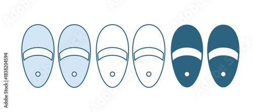Blue Slippers icon isolated on white background. Flip flops sign. Vector
