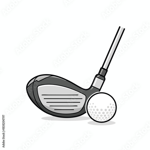 Golf Club and Ball Vector Graphic