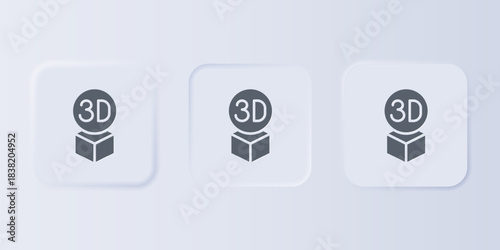 Grey Isometric cube icon isolated on grey background. Geometric cubes solid icon. 3D square sign. Box symbol. Set icons in square buttons. Vector