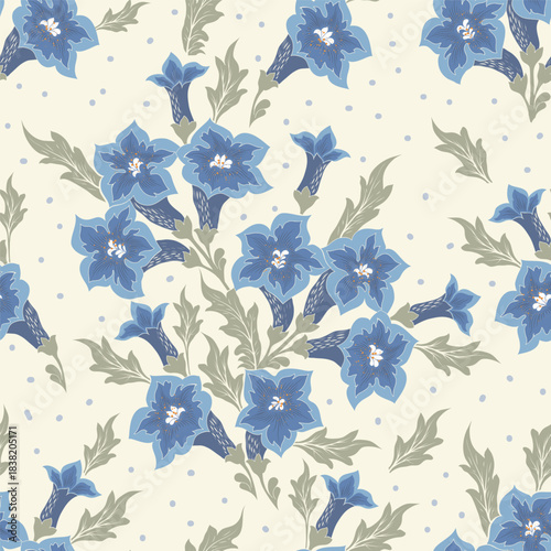 Cute floral watercolor seamless pattern. Flower vector illustration background. Watercolor print in rustic vintage style, textile or wallpapers.