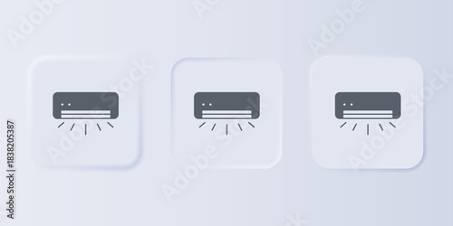 Grey Air conditioner icon isolated on grey background. Split system air conditioning. Cool and cold climate control system. Set icons in square buttons. Vector