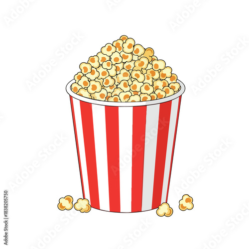 Red and White Striped Popcorn Container