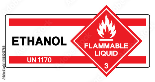 Ethanol UN 1170 Symbol Sign, Vector Illustration, Isolate On White Background, Label.EPS10