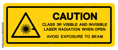 Caution Class 3R Visible and Invisible Laser Radiation Symbol Sign,Vector Illustration, Isolate On White Background Label.EPS10