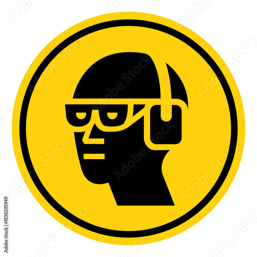 Wear Chemical Goggles and Ear Muffs Symbol Sign, Vector Illustration, Isolate On White Background Label. EPS10