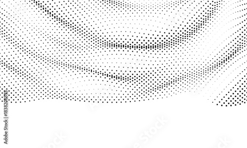 Abstract gradient dynamic wave of particles. Network of bright points or dots. Big data. Digital background. Vector dissolve halftone background