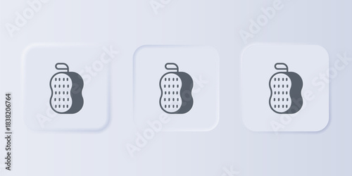 Grey Washcloth icon isolated on grey background. Bath house sauna washcloth sign. Item for pleasure and relaxing. Set icons in square buttons. Vector