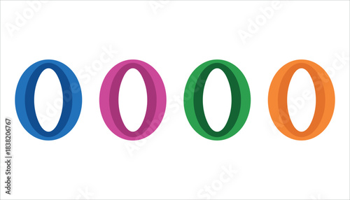 Four colorful 3 D oval shapes in blue pink green and orange on white background vector