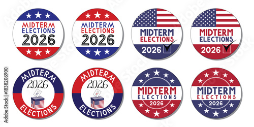 Midterm elections to USA Congress badges - vector illustration