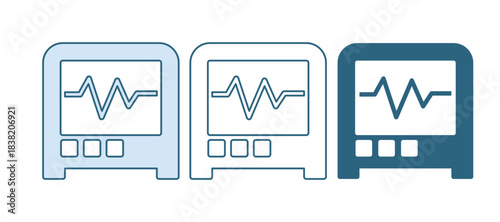 Blue Seismograph icon isolated on white background. Earthquake analog seismograph. Vector