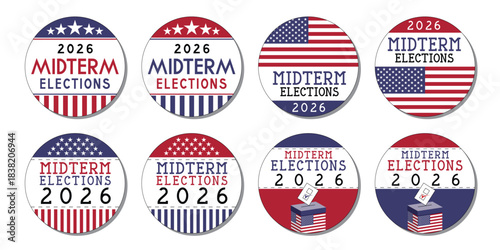 Midterm elections to USA Congress badges - vector illustration