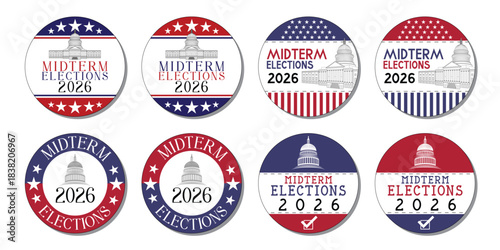 Midterm elections to USA Congress badges - vector illustration