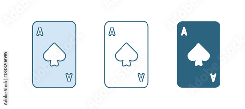 Blue Playing card with spades symbol icon isolated on white background. Casino gambling. Vector