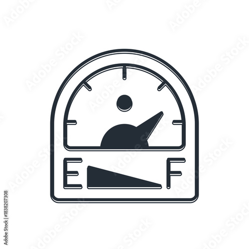 Black Motor gas gauge icon isolated on white background. Empty fuel meter. Full tank indication. Vector