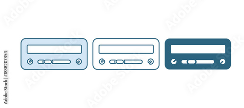 Blue Car audio icon isolated on white background. Fm radio car audio icon. Vector