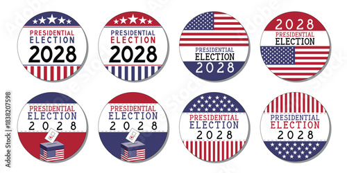 USA presidential election 2028 badges - vector illustration