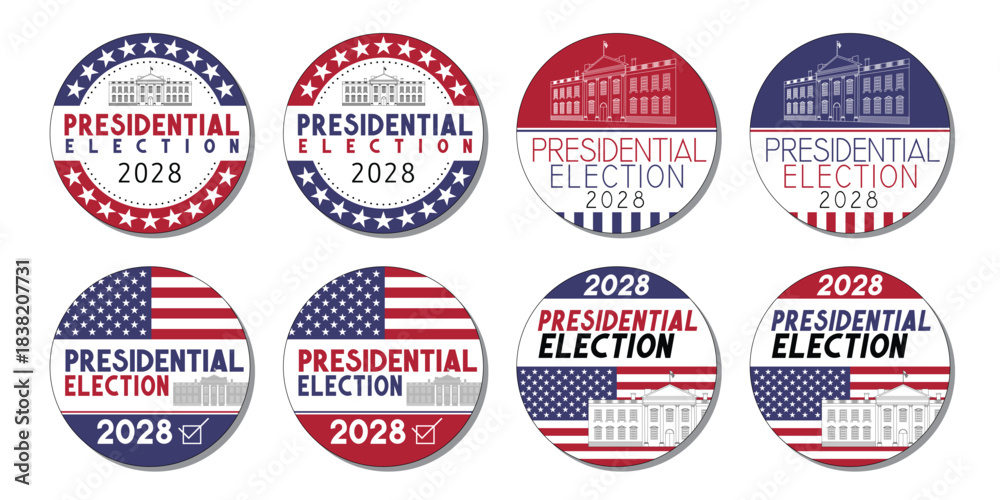 Obraz premium USA presidential election 2028 badges - vector illustration