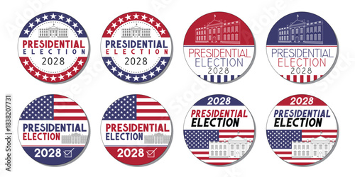 USA presidential election 2028 badges - vector illustration