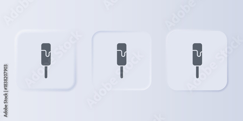 Grey Ice cream icon isolated on grey background. Sweet symbol. Set icons in square buttons. Vector