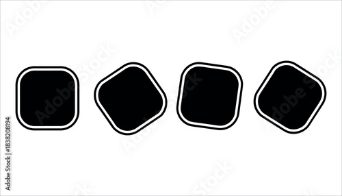 Four black rounded squares with white outlines arranged horizontally on a white background vector
