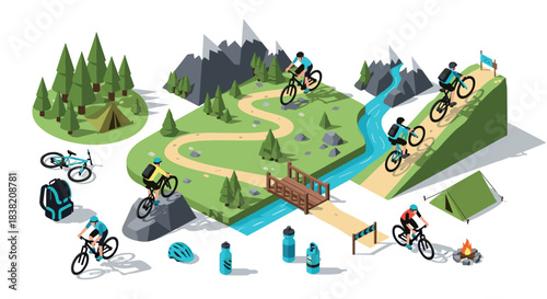 Outdoor cycling adventure: isometric trails and mountain biking