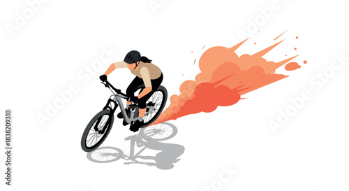 Dynamic biking adventure in isometric style with explosive energy trail