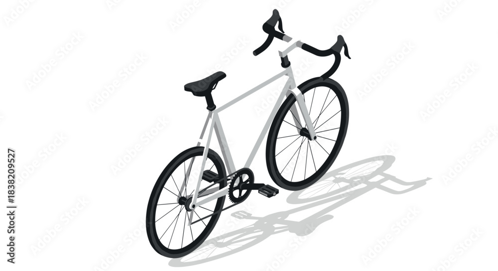 Fototapeta premium Isometric style road bike with shadow on white background