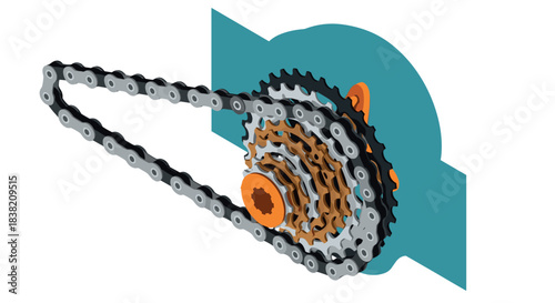 Isometric bicycle gear and chain design: mechanical engineering component