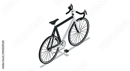 Isometric bicycle design: minimalist 3d road bike on white background