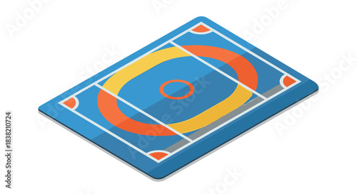 Isometric sports court illustration with vibrant colors and modern design