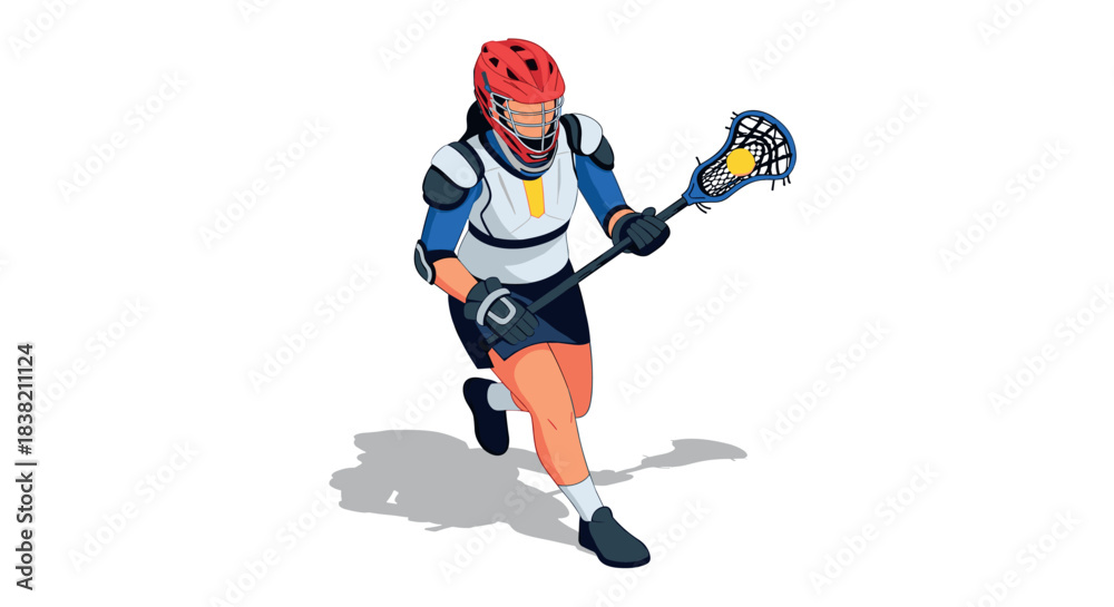 Fototapeta premium Dynamic lacrosse player in action with modern sports gear