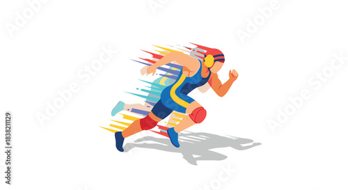 Dynamic colorful silhouette of a runner in motion