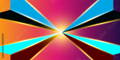 Abstract art pattern of blue, orange colors tone. Background landscape and line colors. Set of cards and posters.