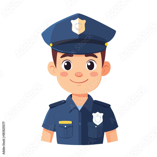 Cartoon Police Officer Character Uniformed Law Enforcement.