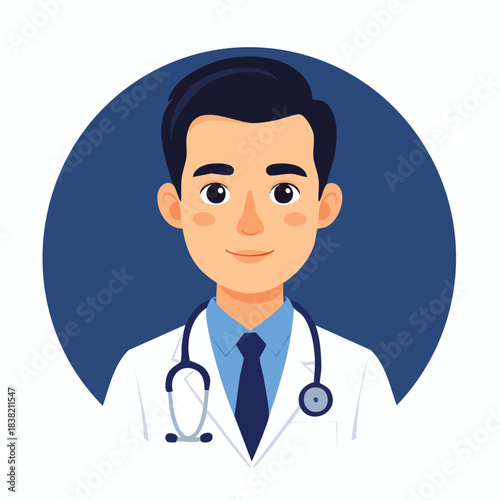 Illustration of a Friendly Doctor Wearing a Stethoscope.