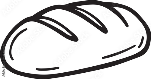 Loaf of bread in a simple, hand-drawn sketch style. A minimalist outline icon of a rustic, artisanal bread for a bakery line art vector illustration