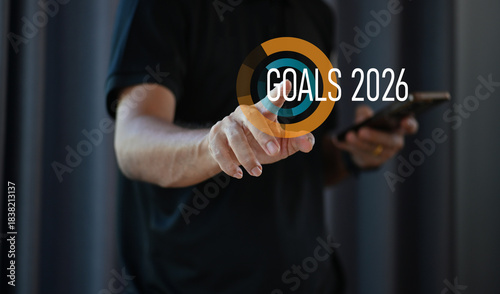 Goals 2026 with Businessman — Business Target and Technology Success Concept