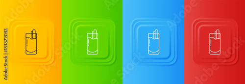 White Cocktail Bloody Mary icon isolated on colorful background. Set icons in square buttons. Vector