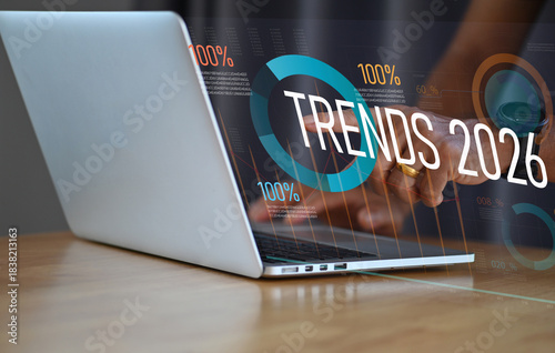 Businessman Pointing at Trends 2026 — Future Business and Technology Trend Concept