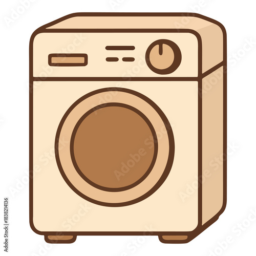 Cute Washing Machine Icon in Clean Soft Style