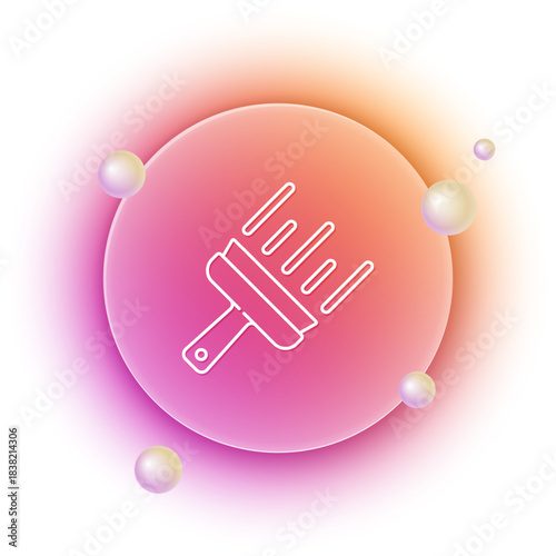 White Cleaning service with of rubber cleaner for windows icon isolated on white background. Squeegee, scraper, wiper. Orange and pink gradient circle background. Vector