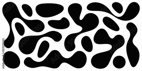 Abstract black and white organic shapes creating a fluid repeating pattern