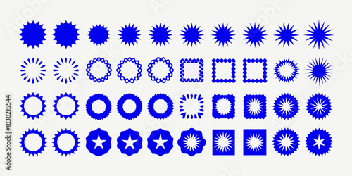 A progression of geometric shapes evolving from circles to squares in blue