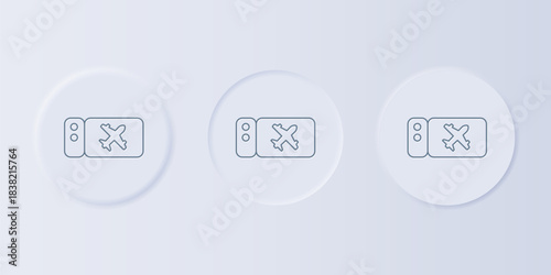 Grey Airline ticket icon isolated on grey background. Plane ticket. Set icons in square buttons. Vector
