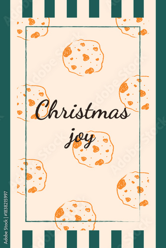 Wallpaper Mural Christmas poster with cookies in vintage style with pastel texture. Vector template for banners, posts, and covers Torontodigital.ca