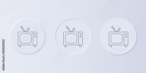 Grey Retro tv icon isolated on grey background. Television sign. Set icons in square buttons. Vector